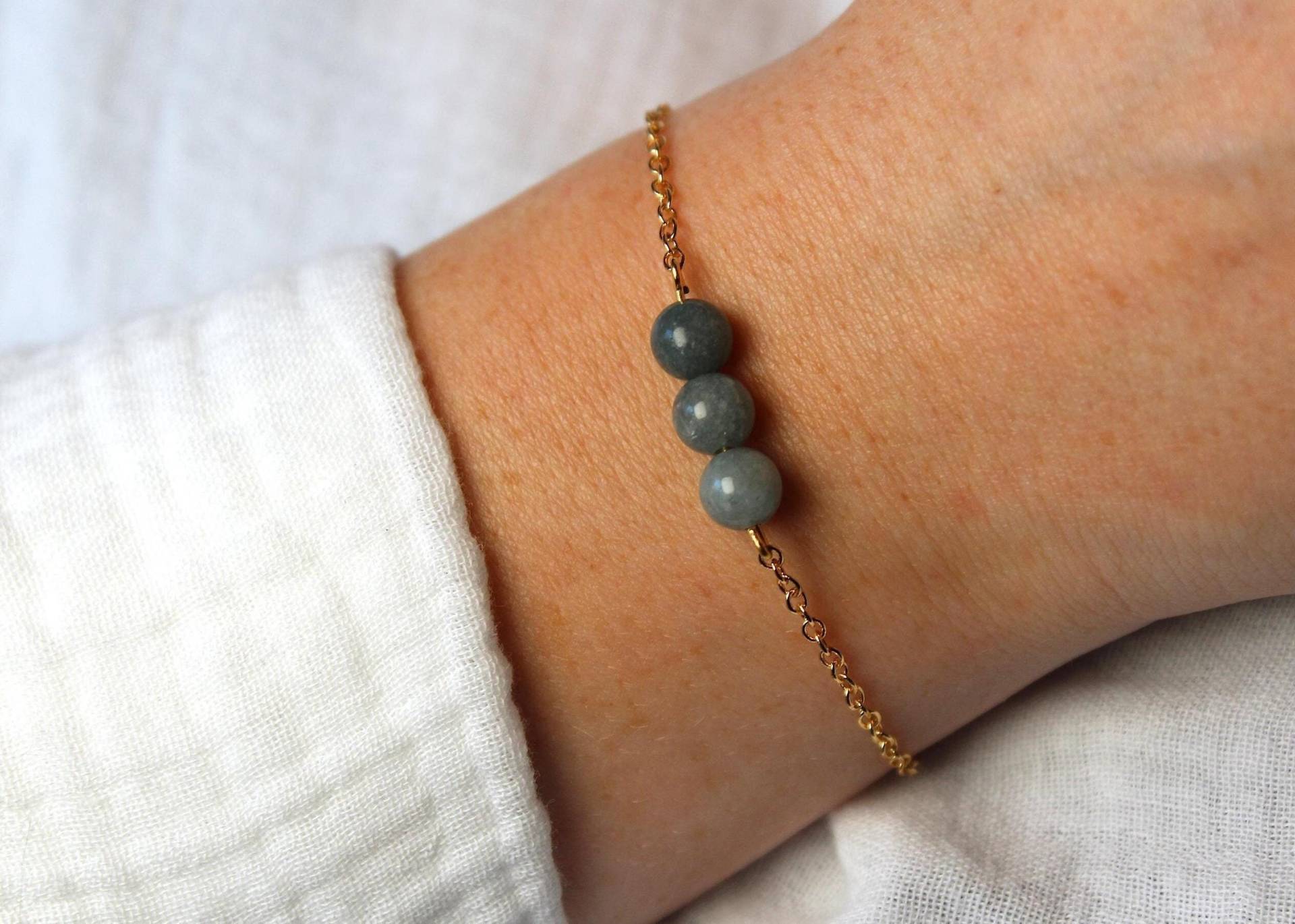 Zartes Armband Mit Grüner/Rosa Jade - Edelsteine Edelstahl Gold 18K Vergoldet Geschenk Für Mama, Freundin, Geburt Echter Jadeschmuck von RiemadeStore