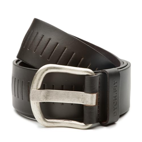 Riemen & Co DTCH.FIT dunkelbrauner perforierter Leder-Schlitzgürtel Xavi - 4cm breit - 95cm von Riemen & Co