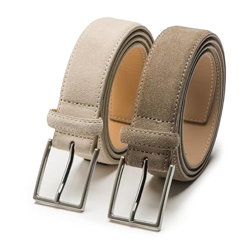 Riemen & Co Herrengürtel Bobby - Wildleder - 2er-Pack: Beige & Taupe - Breite: 3,5 cm - 85 cm von Riemen & Co