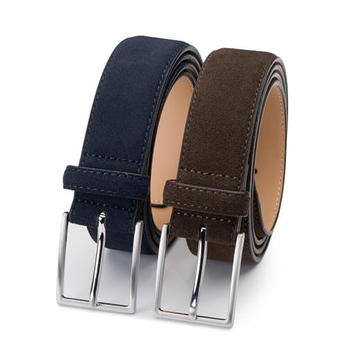 Riemen & Co Herrengürtel Bobby - Wildleder - 2er-Pack: Blau & Dunkelbraun - Breite: 3,5 cm - 115 cm von Riemen & Co