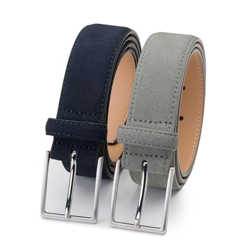 Riemen & Co Herrengürtel Bobby - Wildleder - 2er-Pack: Blau & Hellgrau - Breite: 3,5 cm - 105 cm von Riemen & Co