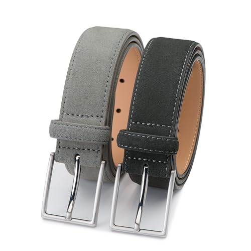 Riemen & Co Herrengürtel Bobby - Wildleder - 2er-Pack: Hellgrau & Grau - Breite: 3,5 cm - 85 cm von Riemen & Co