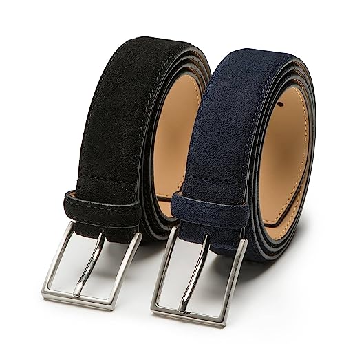 Riemen & Co Herrengürtel Bobby - Wildleder - 2er-Pack: Schwarz & Blau - Breite: 3,5 cm - 105 cm von Riemen & Co