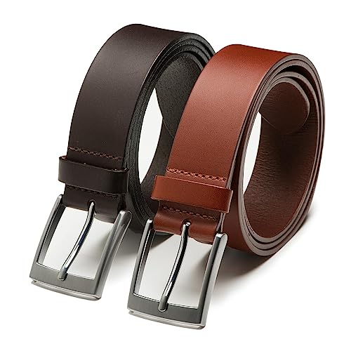 Riemen & Co Herrengürtel Finn - Volleder - 2er-Pack: Braun & Dunkelbraun - Breite: 3,5 cm - 85 cm von Riemen & Co
