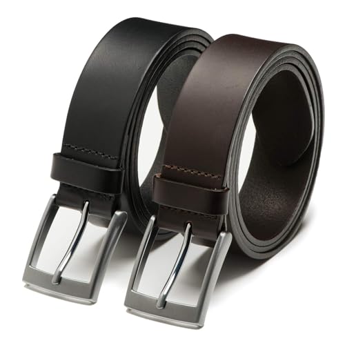 Riemen & Co Herrengürtel Finn - Volleder - 2er-Pack: Dunkelbraun & Schwarz - Breite: 3,5 cm - 115 cm von Riemen & Co