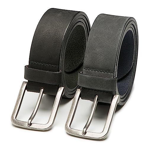 Herrengürtel Jaxx - Volleder - 2er-Pack: Schwarz & Blau | Grau - Breite: 4 cm - 95 cm von Riemen & Co