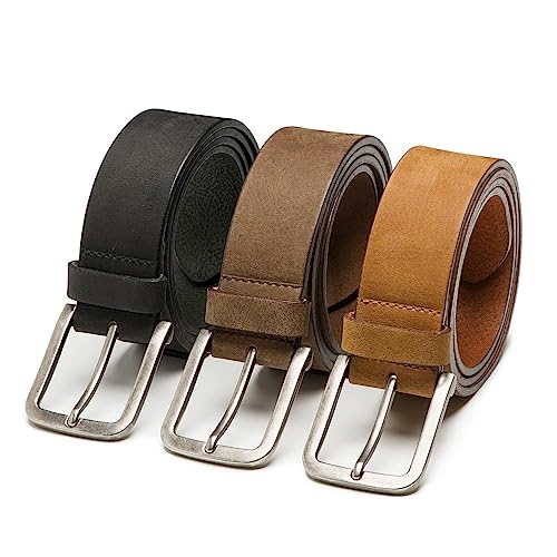 Herrengürtel Jaxx - Volleder - 3er-Pack: Taupe, Schwarz & Cognac - Breite: 4 cm - 85 cm von Riemen & Co