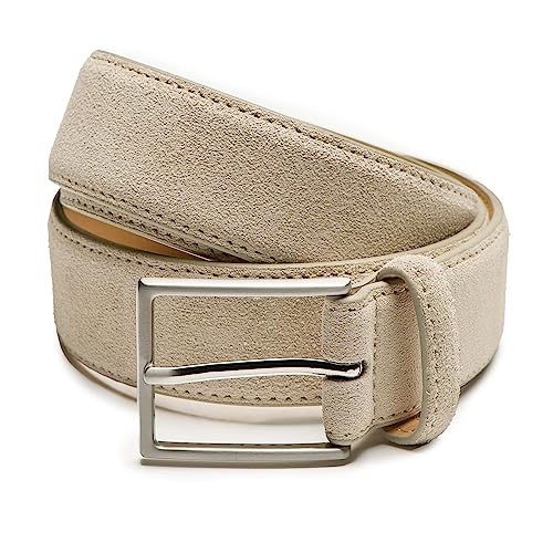Riemen & Co Herrengürtel Bobby - Wildleder - Beige - Breite: 3,5 cm - 115 cm von Riemen & Co