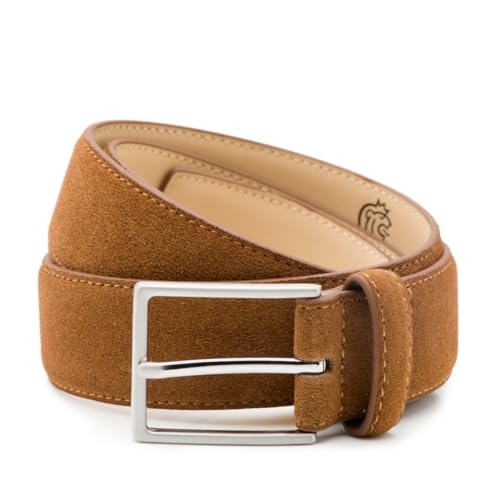 Riemen & Co Herrengürtel Bobby - Wildleder - Cognac - Breite: 3,5 cm - 85 cm von Riemen & Co