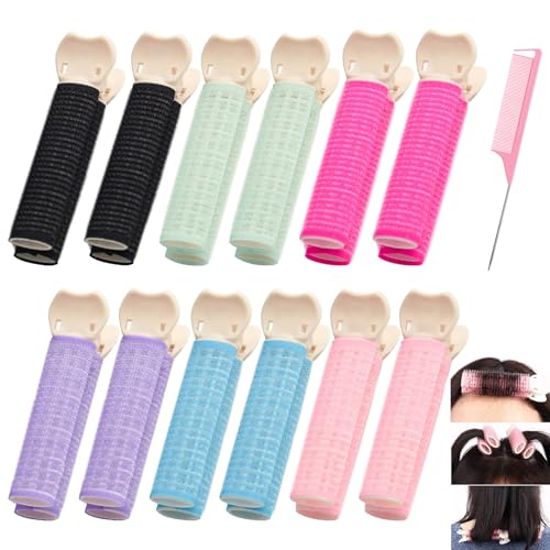 12 Natürliche Flauschige Lockenwickler Volumen Clips Haare Ansatz Volumen Klammer Kommt mit 1 Kamm Verleiht Dem Haar Volumen Schädigt das Haar Nicht Geeignet für Frauen und Mädchen (6 Farben) von Rienan