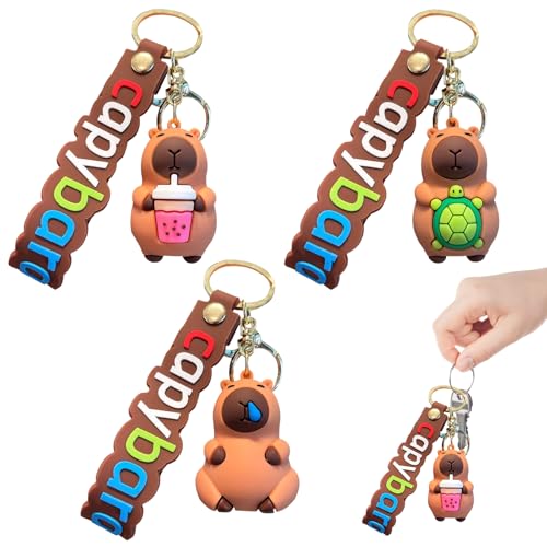 Rienan 3 Stück Capybara Schlüsselanhänger Süßer Capybara Schlüsselanhänger Süßes Tragbarer Capybara Taschenanhänger Lustiges Xapybara Figur Auto Schlüsselanhänger,Rucksack Geldbörsen Anhänger von Rienan