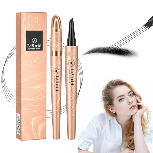3d Augenbrauenstift Wasserfest Wasserdichter 3d Augenbrauenstift mit 4 Gabelspitzen 3d Härchenzeichnung Microblading Make-up (Schwarz) von Rienan
