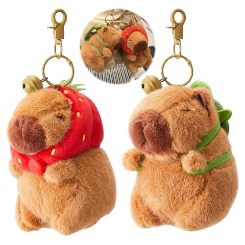 Rienan Capybara-Plüsch-Schlüsselanhänger，2 Stück Capybara Schlüsselanhänger ，Capybara-Anhänger für Rucksack，Simuliertes Tier Capybara Plüschtier von Rienan