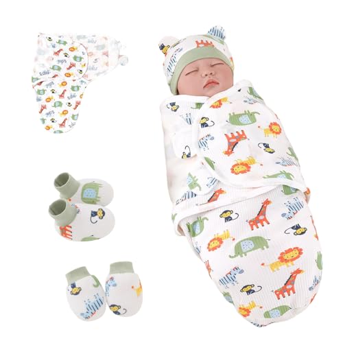 Rienan Pucksack Baby Schlafsack Neugeboren Baby Pucksack Pucktuch 3 in 1 Wickeldecke Babys Pucksack Baby 0-3 Monate mit Bio-Baumwolle Einstellbare Breitere Klettverschluss Jungen Mädchen von Rienan