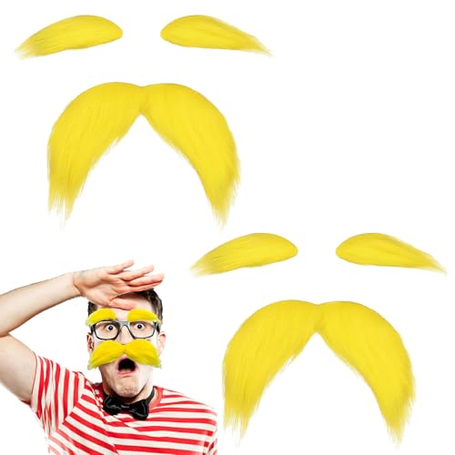 Schnurrbart Zum Ankleben 2 PCS Bart Zum Ankleben Bärte Zum Ankleben Schnurrbart Selbstklebend Falscher Bart Zum Aufkleben Geeignet für Weihnachtsfeiern Geburtstage Halloween Karneval von Rienan