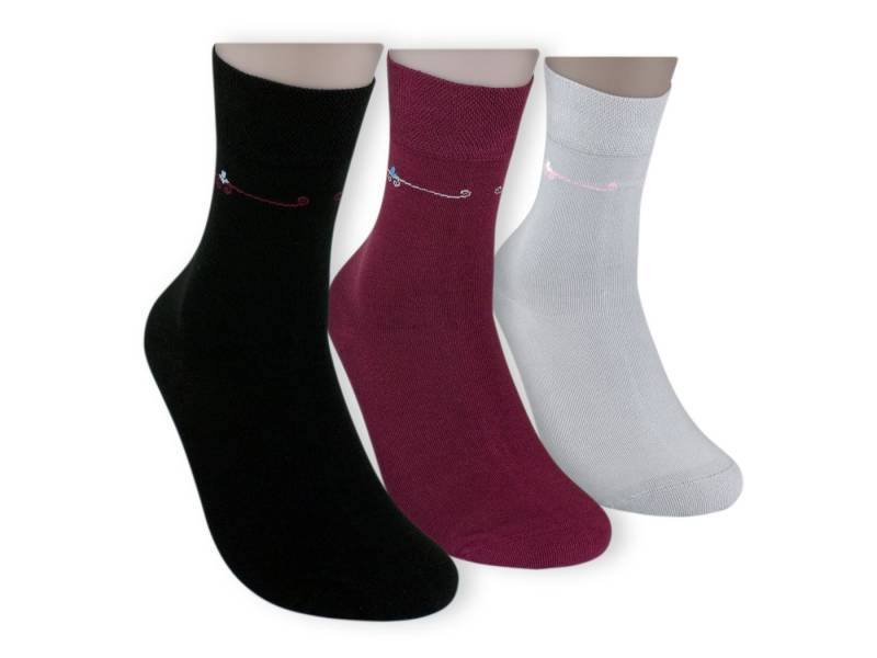 Die Sockenbude Komfortsocken RS-Strumpf PRINCESS (Bund, 6-Paar, extrafeine Maschenqualität) hellgrau bordeaux schwarz von Die Sockenbude