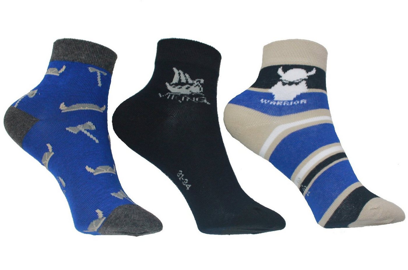 Riese Strümpfe Kurzsocken RS Jungen Strümpfe Socken 3er Pack Kurzschaft Vikings Wikinger schwarz (3-Paar) von Riese Strümpfe