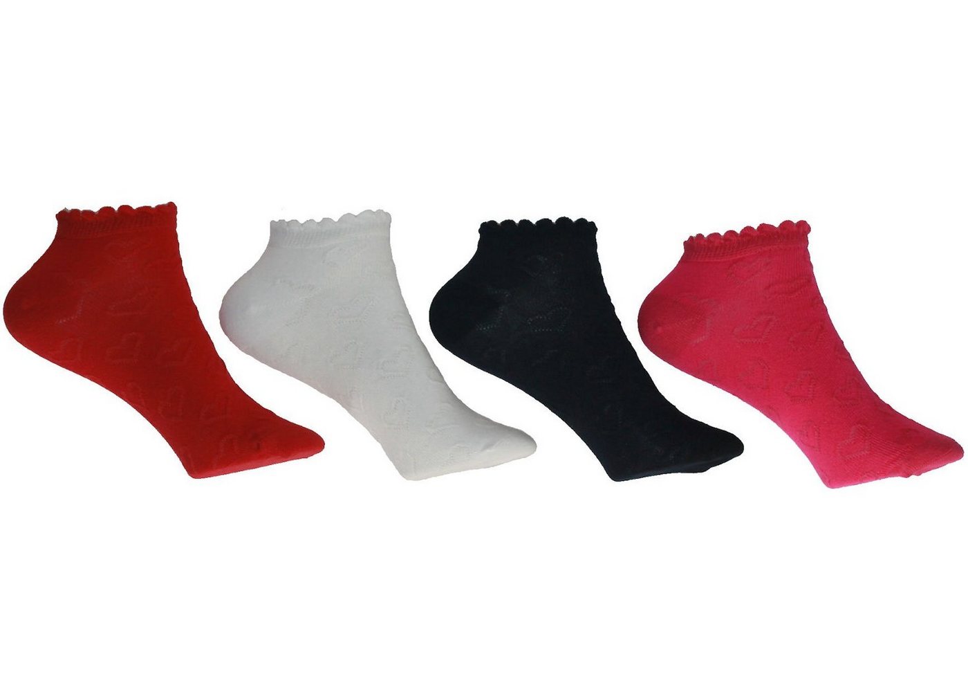 Riese Strümpfe Sneakersocken RS Mädchen Strümpfe Sneakers 4er Pack Socken Herz pink rot weiß marine (4-Paar) von Riese Strümpfe