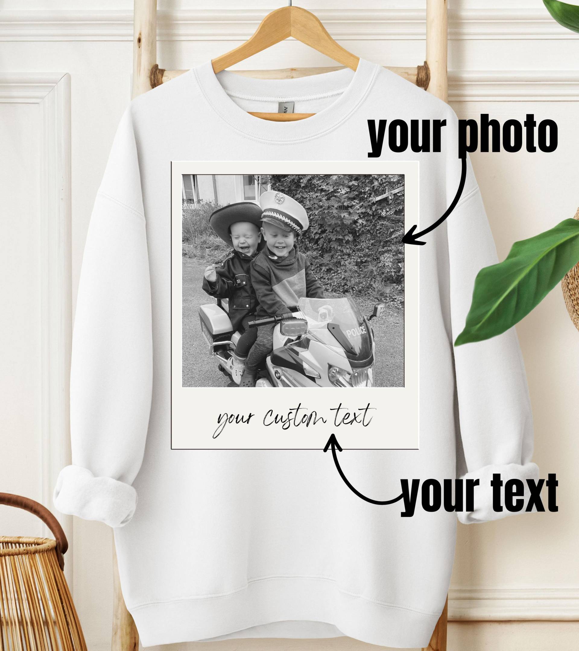 Personalisiertes Vintage Polaroid Baumwoll Sweatshirt, Individuelles Foto, Unisex-Passform, Geschenkidee von RiesenDesignsShop