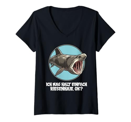 Damen Riesenhaie Riesenhai T-Shirt mit V-Ausschnitt Damen Riesenhaie Riesenhai T-Shirt mit V-Ausschnitt von Riesenhaie Riesenhai Tier Shop