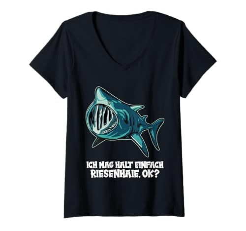 Damen Riesenhaie Riesenhai T-Shirt mit V-Ausschnitt Damen Riesenhaie Riesenhai T-Shirt mit V-Ausschnitt von Riesenhaie Riesenhai Tier Shop