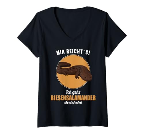 Damen Riesensalamander T-Shirt mit V-Ausschnitt Damen Riesensalamander T-Shirt mit V-Ausschnitt von Riesensalamander Tier Shop