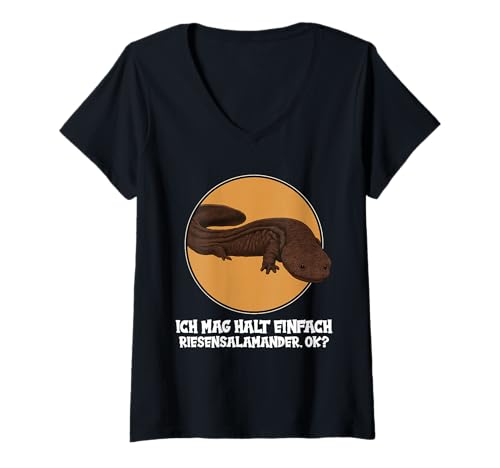 Damen Riesensalamander T-Shirt mit V-Ausschnitt Damen Riesensalamander T-Shirt mit V-Ausschnitt von Riesensalamander Tier Shop