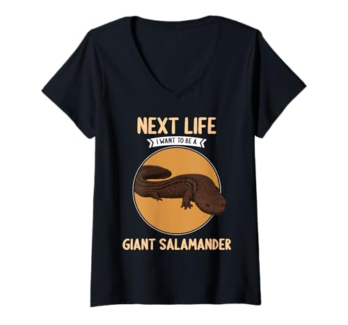 Damen Riesensalamander T-Shirt mit V-Ausschnitt Damen Riesensalamander T-Shirt mit V-Ausschnitt von Riesensalamander Tier Shop