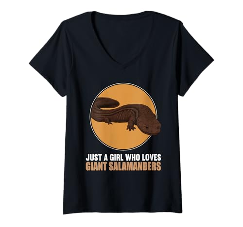 Damen Riesensalamander T-Shirt mit V-Ausschnitt Damen Riesensalamander T-Shirt mit V-Ausschnitt von Riesensalamander Tier Shop