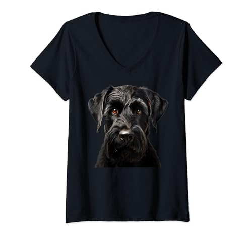 Damen Riesenschnauzer Hund Design Hundebesitzer Riesenschnauzer T-Shirt mit V-Ausschnitt von Riesenschnauzer Geschenke Hundebesitzer Schnauzer