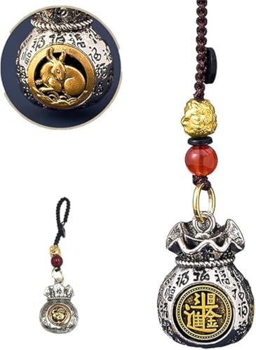 Anhänger mit zwölf Sternzeichen Gott des Reichtums, täglicher Wohlstand und Glückstasche, drehbarer Glückstaschen-Anhänger, drehbarer Segensbeutelanhänger, handgefertigter Gott des Reichtums, hase, von Rietoiu