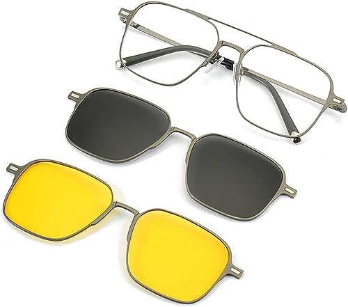 Olene 3 in 1 Polarized Sunglasses - 3 In 1 Magnetic Polarized Sunglasses,Polarized Clip on Sunglasses,UV Protection Magnetic Sleeve Sunglasses,Magnetic Clip On Sunglasses for Men & Women (Gray) von Rietoiu
