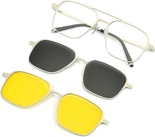 Olene 3 in 1 Polarized Sunglasses - 3 In 1 Magnetic Polarized Sunglasses,Polarized Clip on Sunglasses,UV Protection Magnetic Sleeve Sunglasses,Magnetic Clip On Sunglasses for Men & Women (Sliver) von Rietoiu