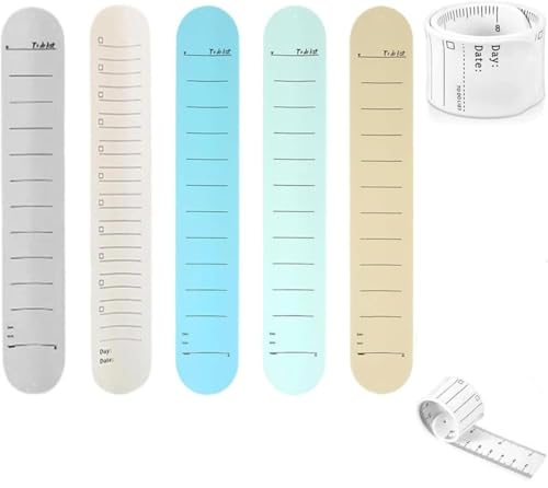 Rietoiu Wearable Nurse Notepad Wristbands,To Do List Slap Bracelet,Reusable Silicone Memo Wrist Band,Writable Waterproof Erasable Wristband for Nurses Memo Watchband Wrist Strap (Mixed*5) von Rietoiu