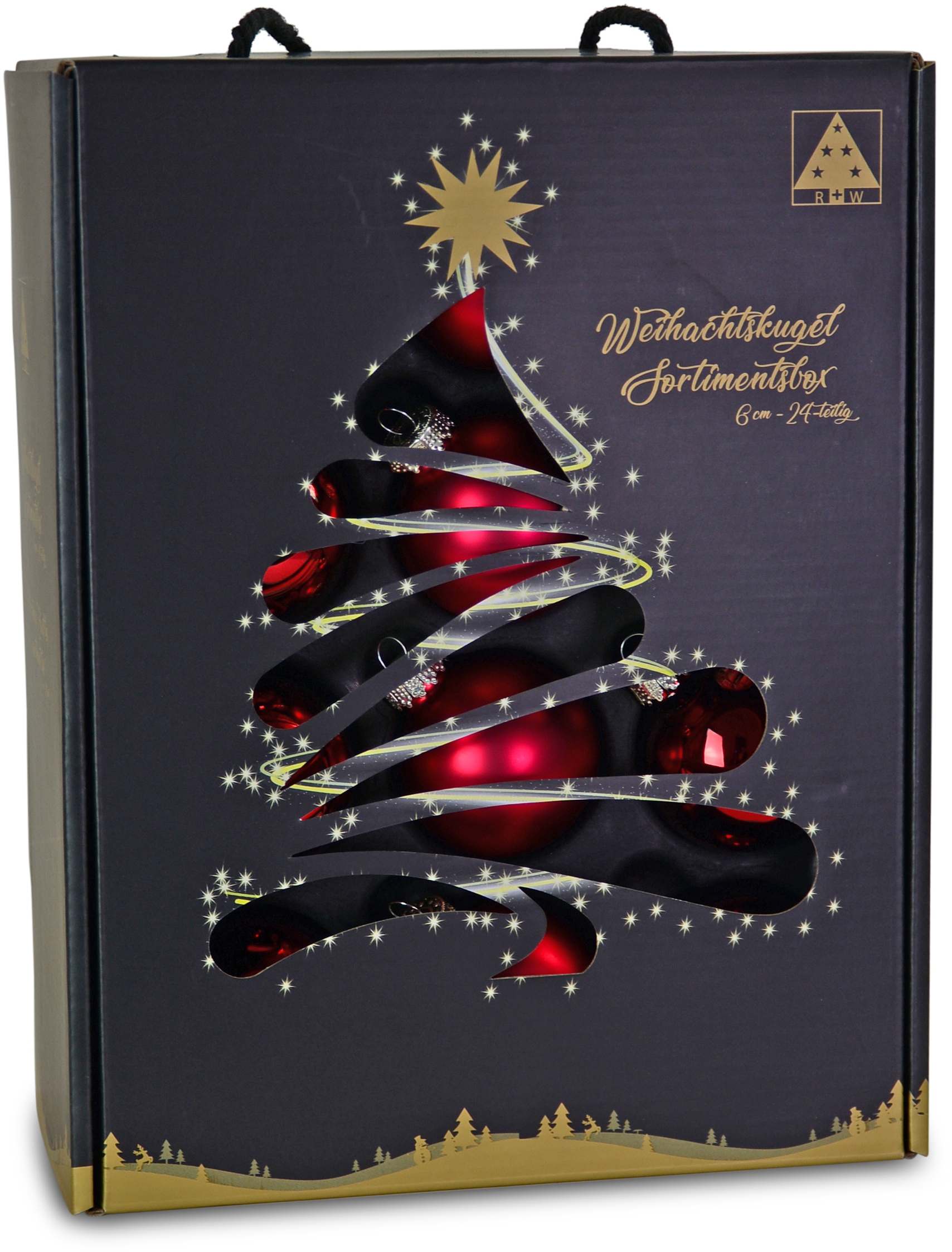 RIFFELMACHER & WEINBERGER Weihnachtsbaumkugel "Weihnachtsdeko rot, Christbaumschmuck, Christbaumkugeln Glas", (Set, 24 St.) von Riffelmacher & Weinberger