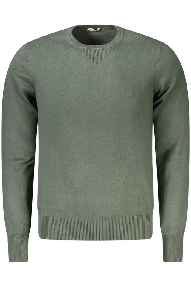 Rifle Strickpullover Grüner Herrenpullover mit Rundhals und Stickerei - Stylisch & Elegant von Rifle