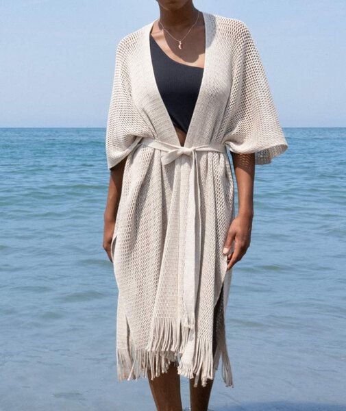 Rifò - Circular Fashion Made in Italy Brisa Netz-Cardigan aus recycelter und Bio-Baumwolle von Rifò - Circular Fashion Made in Italy