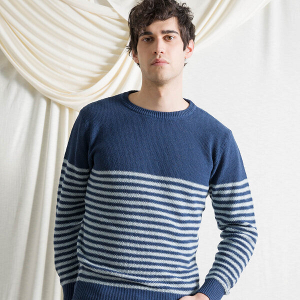 Rifò - Circular Fashion Made in Italy Recycelter Pullover aus Denim-Baumwolle Pablo von Rifò - Circular Fashion Made in Italy