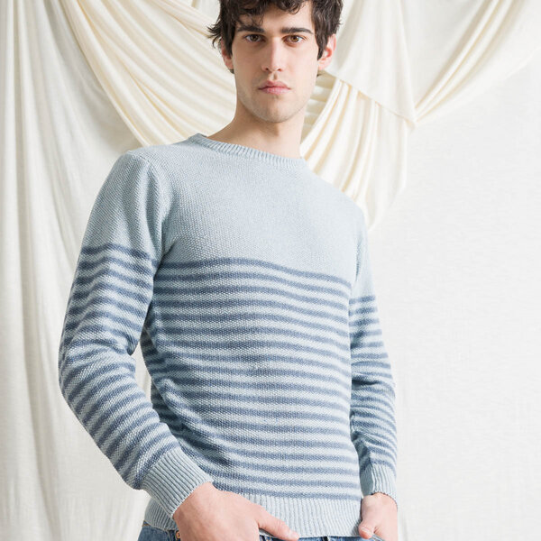 Rifò - Circular Fashion Made in Italy Recycelter Pullover aus Denim-Baumwolle Pablo von Rifò - Circular Fashion Made in Italy