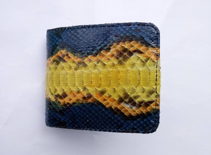 Echte Python Schlangenhaut Multicolor Bifold Brieftasche von RifqyReptile