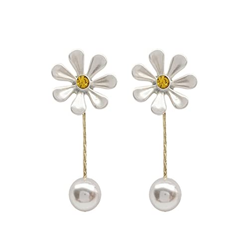 # Alle Gänseblümchen-Ohrringe mit Perlen, einfache und temperamentvolle, kleine frische Ohrringe, Einheitsgröße, Metalllegierung, Kein Edelstein von Rifuli