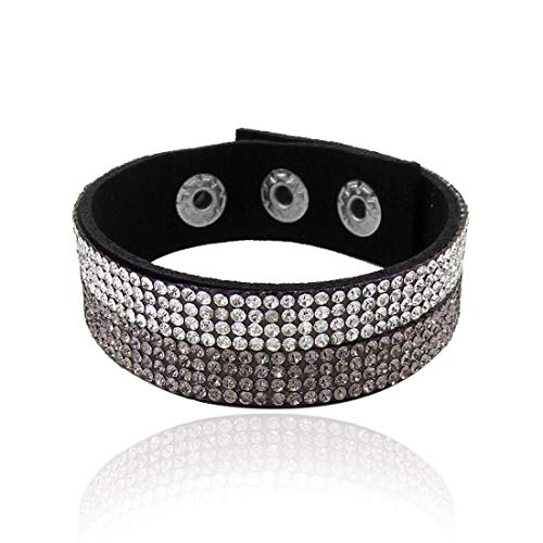 126-509 - Damen Armband 21 x 1,8 cm mit zweifarbigen Strasssteinen - Verstellbarer Verschluss mit Druckknöpfen - Damen Armbänder grau 126-509 - Damen Armband 21 x 1,8 cm mit zweifarbigen Strasssteinen - Verstellbarer Verschluss mit Druckknöpfen - Damen Armbänder grau von Righe e Pois