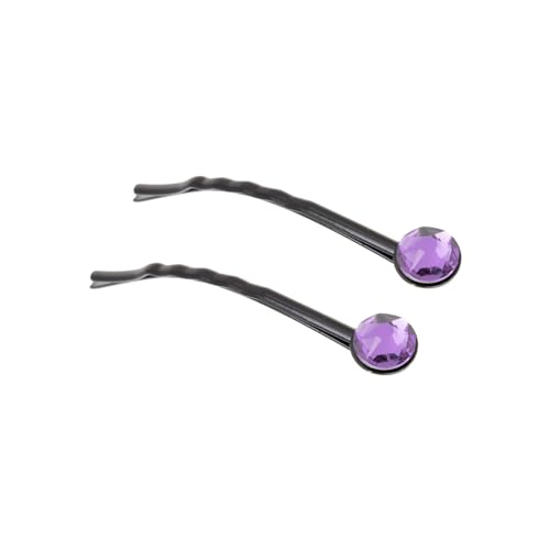 Righe e Pois - 2 Stück Damen Haarspangen aus Metall schwarz dünn mit farbigem Kristall - 2 Stück (Lila) von Righe e Pois