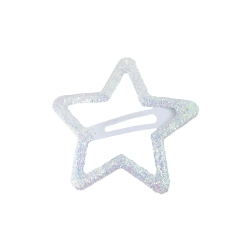 Righe e Pois - Click Clac Haarspange Stern Glitzer 5 cm, Haarspange für Mädchen mit Stern, Haarspange Mädchen in Sternform - Packung mit 1 Haarclip (Weiß) von Righe e Pois