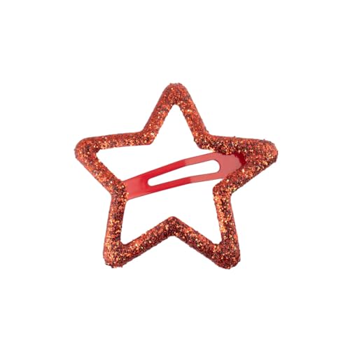 Righe e Pois - Click Clac Haarspange Stern Glitzer 5 cm, Haarspange für Mädchen mit Stern, Haarspange Mädchen in Sternform - Packung mit 1 Haarclip (rot) von Righe e Pois