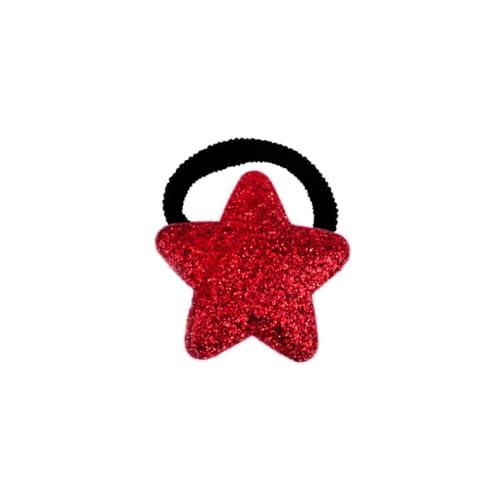 Righe e Pois - Haargummi für Mädchen aus einer Reihe von 3 cm Durchmesser mit Glitzer-Stern, gewölbt, 4 cm - Packung mit 1 Stück (rot) von Righe e Pois