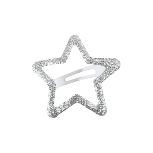 Righe e Pois - Haarklammer mit Stern, Glitzer, 5 cm, Haarspange für Mädchen mit Stern, Haarspange für Mädchen in Sternform – Packung mit 1 Haarclip (Silber) von Righe e Pois