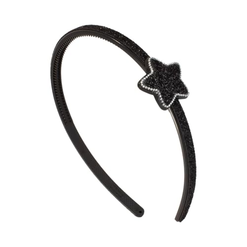 Righe e Pois - Haarreif für Mädchen mit Glitzerabdeckung und seitlichem Glitzerstern mit Nietenbordüre - Packung mit 1 Hairband für Mädchen (Schwarz, Mädchen) von Righe e Pois