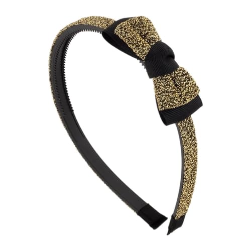 Righe e Pois - Haarreif für Mädchen mit doppelter Schleife Lurex/Caneté, abgeschrägte Zähne, flexible Struktur Lurex-Stoffabdeckung, Packung mit 1 Hairband (Gold, Einheitsgröße - Flexibe) von Righe e Pois