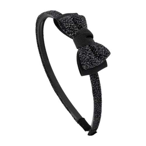 Righe e Pois - Haarreif für Mädchen mit doppelter Schleife Lurex/Caneté, abgeschrägte Zähne, flexible Struktur Lurex-Stoffabdeckung, Packung mit 1 Hairband (Schwarz, Einheitsgröße - Flexibe) von Righe e Pois